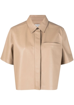 Yves Salomon short-sleeve lambskin shirt - Neutrals