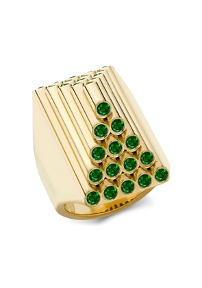 Pragnell 18kt yellow gold Pyramid Sculptural emerald cocktail ring