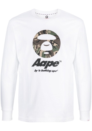 AAPE BY *A BATHING APE® logo-print long-sleeve T-shirt - White