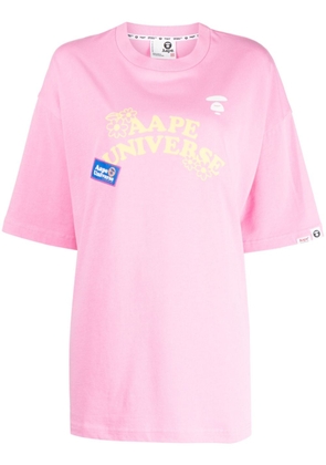 AAPE BY *A BATHING APE® slogan-print cotton-jersey T-shirt - Pink