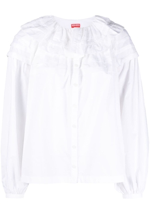 Kenzo ruffled-collar long-sleeved cotton shirt - White