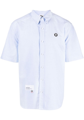 AAPE BY *A BATHING APE® logo-detail short-sleeve cotton shirt - Blue
