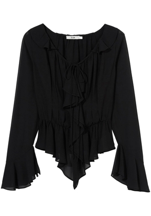 b+ab ruffle-detail semi-sheer blouse - Black