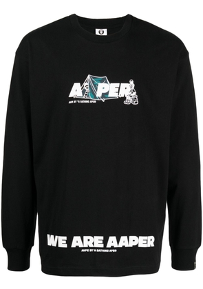 AAPE BY *A BATHING APE® logo-print long-sleeve T-shirt - Black