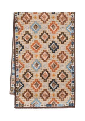 Lady Anne patterned-intarsia wool scarf - Brown