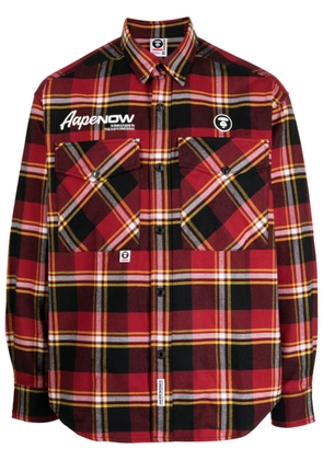 AAPE BY *A BATHING APE® logo-patch cotton shirt - Red