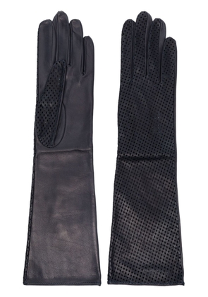 Manokhi perforated-design leather gloves - Blue