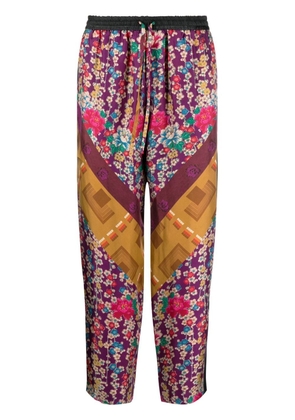 Pierre-Louis Mascia floral-print silk trousers - Purple