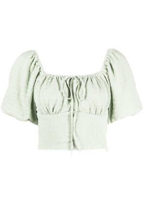 b+ab textured gathered cropped blouse - Green