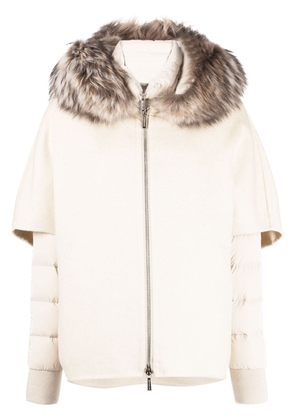 Moorer layered shearling-collar puffer jacket - Neutrals