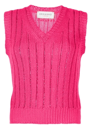 ERMANNO FIRENZE V-neck knitted vest - Pink