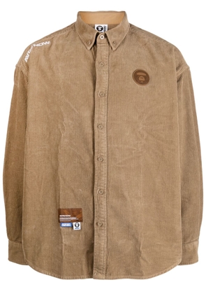 AAPE BY *A BATHING APE® logo-patch corduroy shirt - Brown