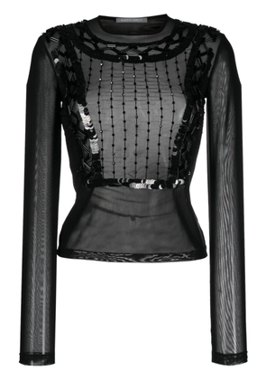 Alberta Ferretti semi-sheer sequin-embellished top - Black