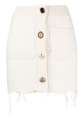 VETEMENTS rhinestone-embellished knitted miniskirt - White