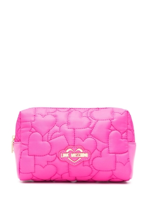 Love Moschino logo-patch quilted toiletry bag - Pink