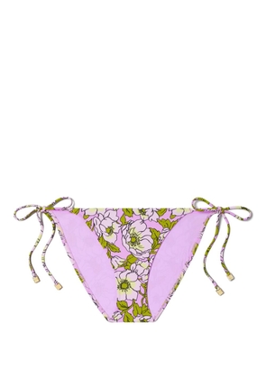 Tory Burch floral-print string bikini bottoms - Purple