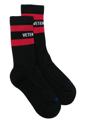 VETEMENTS stripe-trim intarsia-knit socks - Black