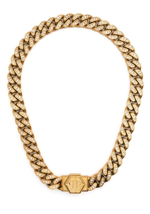 Philipp Plein Hexagon curb-chain necklace - Gold