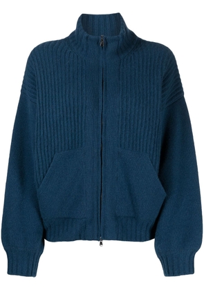 Pringle of Scotland ribbed-knit zip-up jacket - Blue