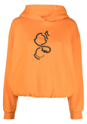 Moncler logo-embroidered jersey-fleece hoodie - Orange