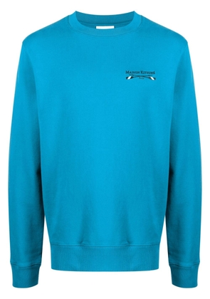 Maison Kitsuné logo-embroidered cotton sweatshirt - Blue