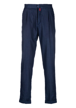 Kiton pleated tapered-leg trousers - Blue