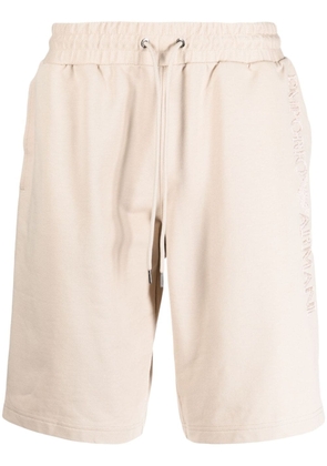 Emporio Armani embroidered-logo drawstring shorts - Neutrals