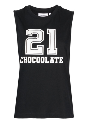 CHOCOOLATE number-print cotton tank top - Black