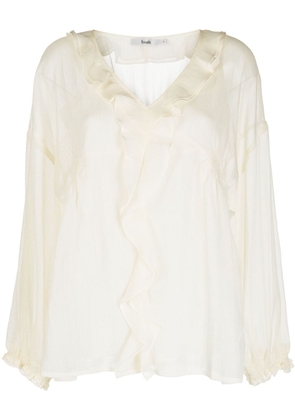 b+ab ruffled semi-sheer blouse - White