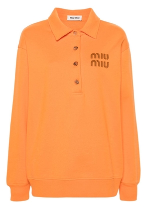 Miu Miu logo-lettering polo sweatshirt - Orange