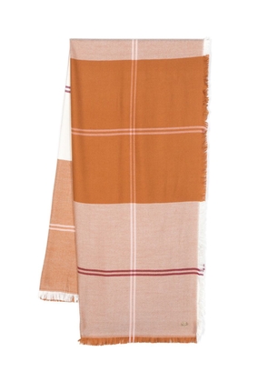 TWINSET logo-plaque checked scarf - Brown