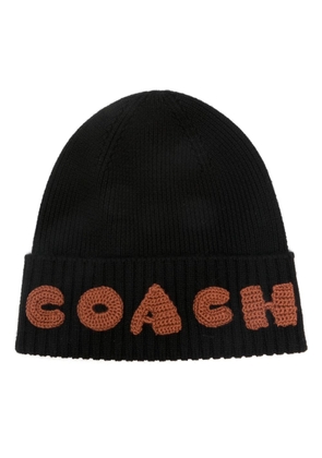 Coach logo-embroidered wool beanie - Black