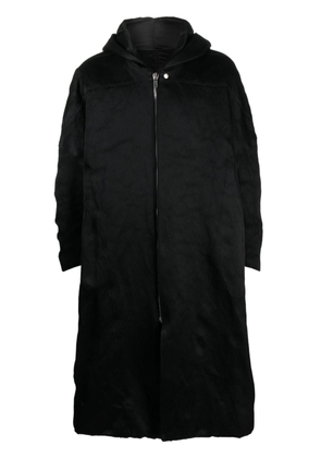 Rick Owens zip-up textured hooded coat - Black
