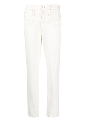 Closed high-waisted straight-leg jeans - White