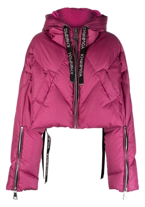 Khrisjoy diamond-quilted glitter puffer jacket - Pink