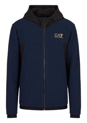 Emporio Armani logo-patch zip-up hoodie - Blue