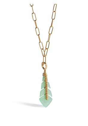 Annoushka 18kt yellow gold Deco jade feather pendant necklace