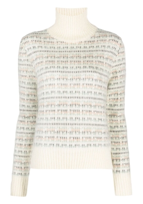 Alysi patterned intarsia-knit high-neck jumper - Neutrals