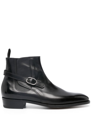John Lobb side-buckle polished leather boots - Black