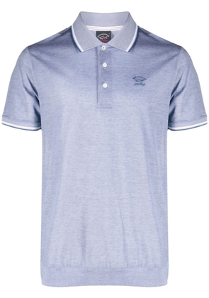 Paul & Shark logo-embroidered knitted polo shirt - Blue