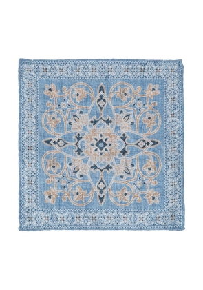 Lady Anne geometric-print silk pocket square - Blue