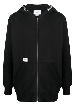 WTAPS logo-patch zip-fastening hoodie - Black