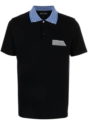 Emporio Armani logo-patch polo shirt - Black