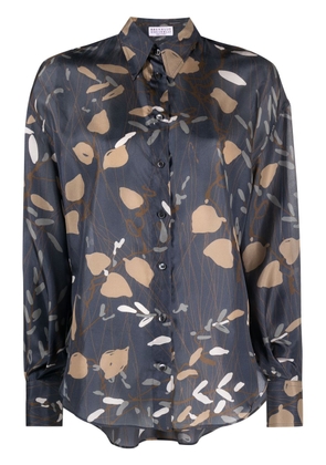 Brunello Cucinelli abstract-print silk shirt - Grey