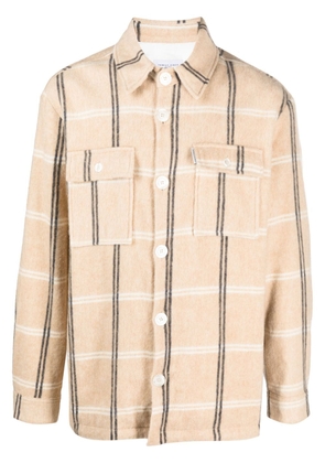 Family First button-up checked shirt - Neutrals