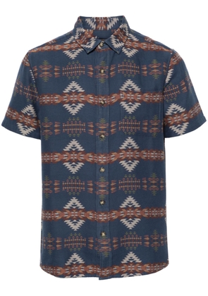 Pendleton motif-embroidered cotton shirt - Blue