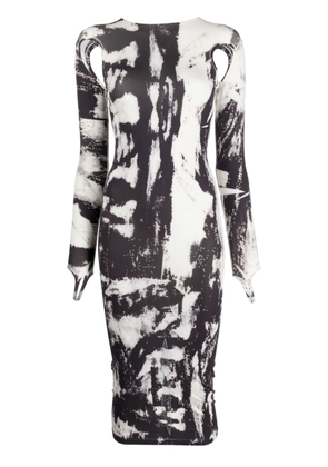 ANDREĀDAMO abstract-print cut-out midi dress - Black