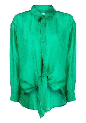 izzue crinkled-finish tie-fastening shirt - Green