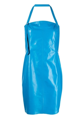 Drome halterneck mini leather dress - Blue