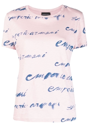 Emporio Armani logo-print cotton T-shirt - Pink